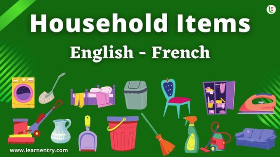 Household items names in French and English - Common French Vocabulary