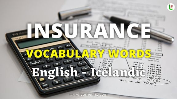 Insurance vocabulary words in Icelandic and English