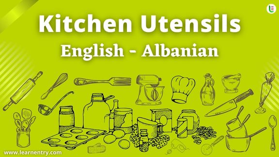Kitchen utensils names in Albanian and English
