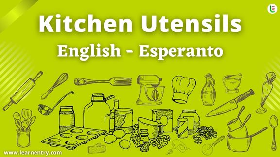 Kitchen utensils names in Esperanto and English