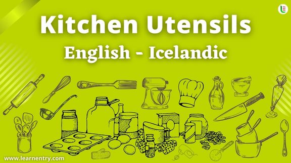 Kitchen utensils names in Icelandic and English