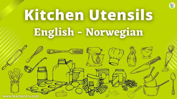 Kitchen utensils names in Norwegian and English