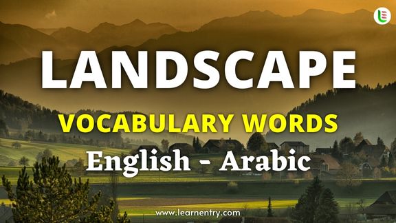 Landscape vocabulary words in Arabic and English