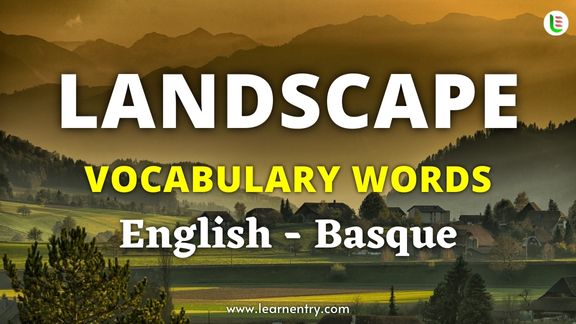 Landscape vocabulary words in Basque and English