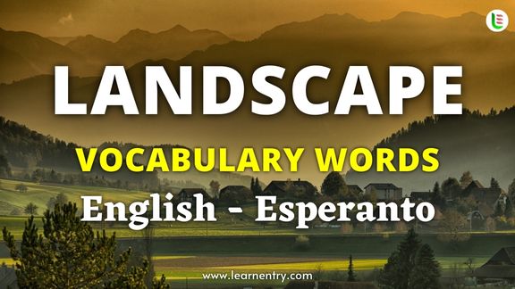 Landscape vocabulary words in Esperanto and English