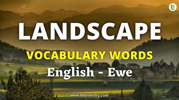 Landscape vocabulary words in Ewe and English