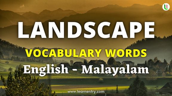 Landscape vocabulary words in Malayalam and English