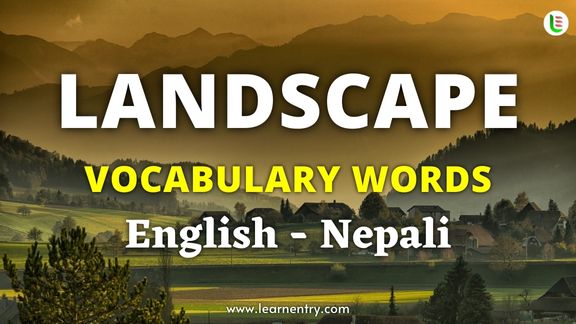 Landscape vocabulary words in Nepali and English