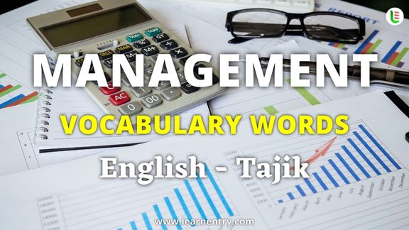 Management vocabulary words in Tajik and English