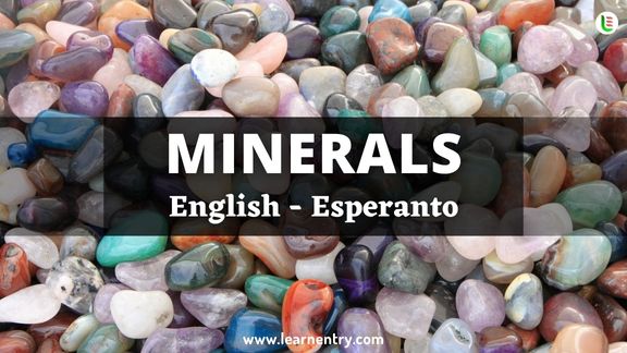 Minerals vocabulary words in Esperanto and English