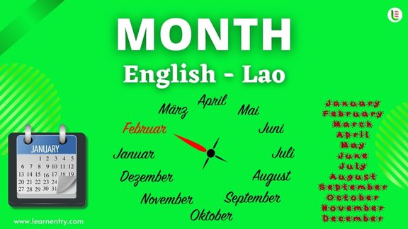 Month names in Lao and English - Common Lao Vocabulary
