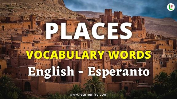 Places vocabulary words in Esperanto and English