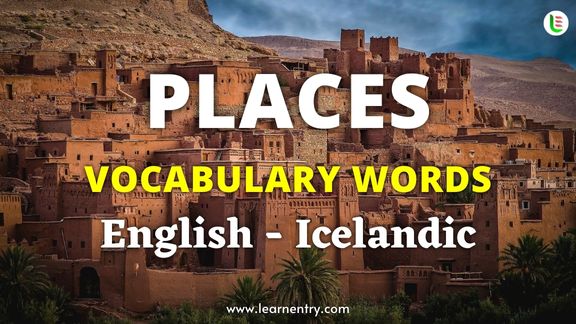 Places vocabulary words in Icelandic and English