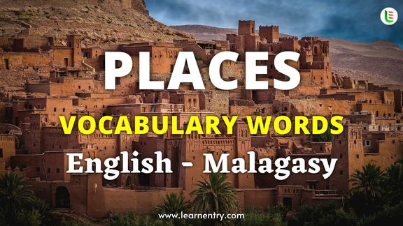 Places vocabulary words in Malagasy and English