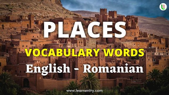 Places vocabulary words in Romanian and English