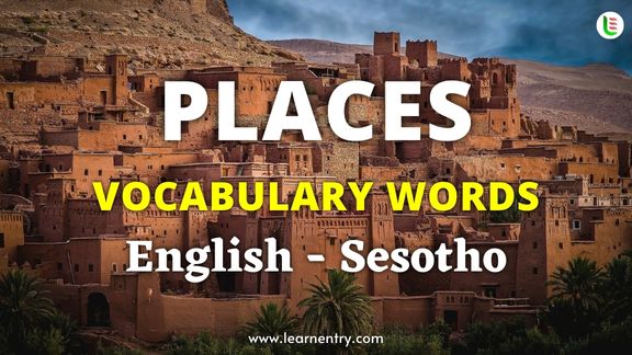 Places vocabulary words in Sesotho and English