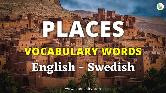 Places vocabulary words in Swedish and English
