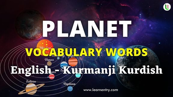 Planet names in Kurmanji kurdish and English - Common Kurmanji kurdish Vocabulary
