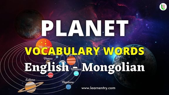 Planet names in Mongolian and English