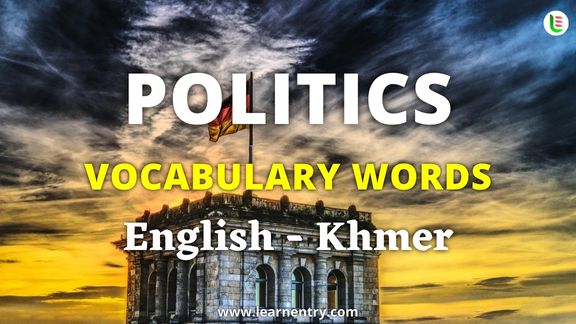 Politics vocabulary words in Khmer and English