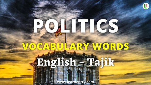 Politics vocabulary words in Tajik and English