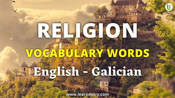 Religion vocabulary words in Galician and English