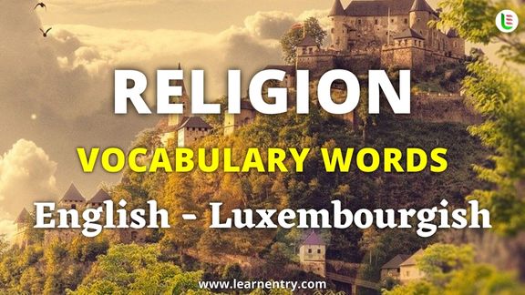 Religion vocabulary words in Luxembourgish and English