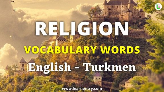 Religion vocabulary words in Turkmen and English