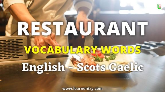 Restaurant vocabulary words in Scots gaelic and English
