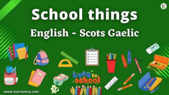 School things vocabulary words in Scots gaelic and English