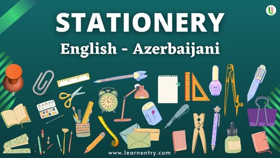 Stationery items names in Azerbaijani and English
