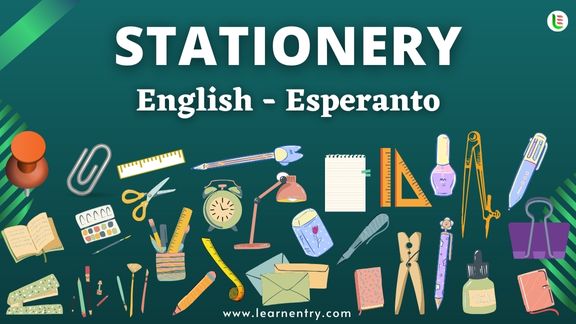 Stationery items names in Esperanto and English
