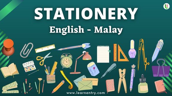 Stationery items names in Malay and English - Common Malay Vocabulary