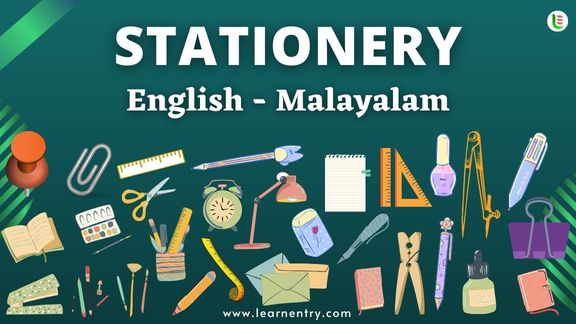 Stationery items names in Malayalam and English