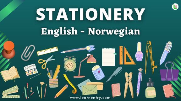 Stationery items names in Norwegian and English
