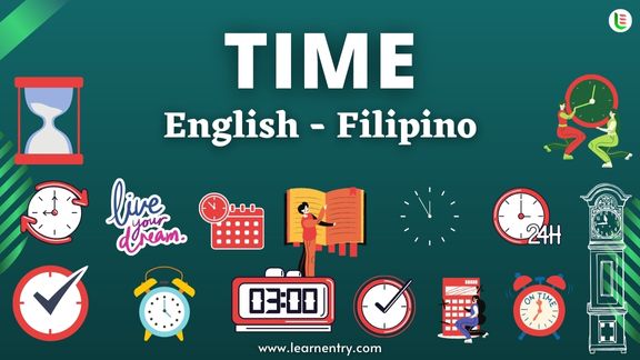 Time vocabulary words in Filipino and English