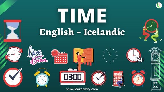 Time vocabulary words in Icelandic and English