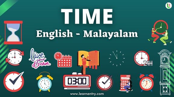 Time vocabulary words in Malayalam and English