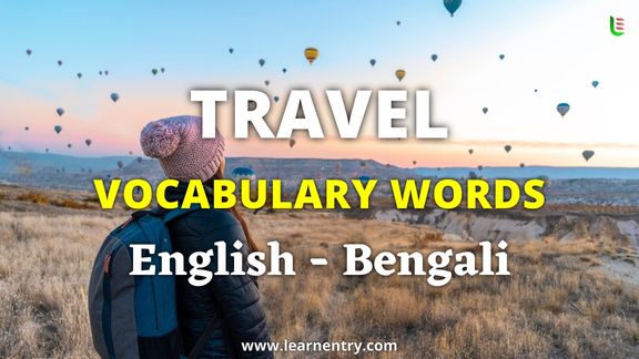 Travel vocabulary words in Bengali and English