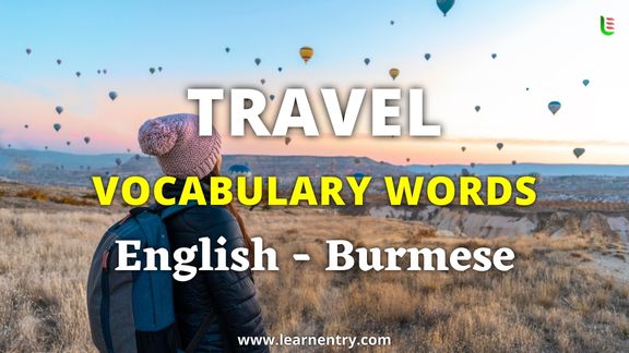 Travel vocabulary words in Burmese and English