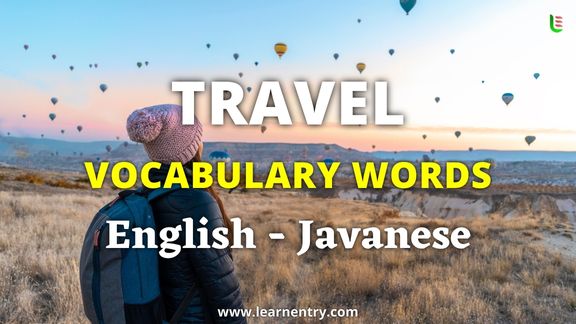 Travel vocabulary words in Javanese and English
