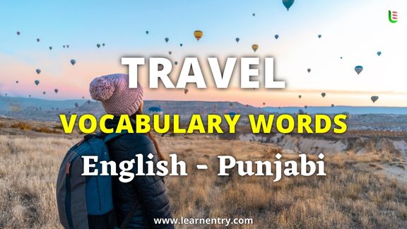 Travel vocabulary words in Punjabi and English