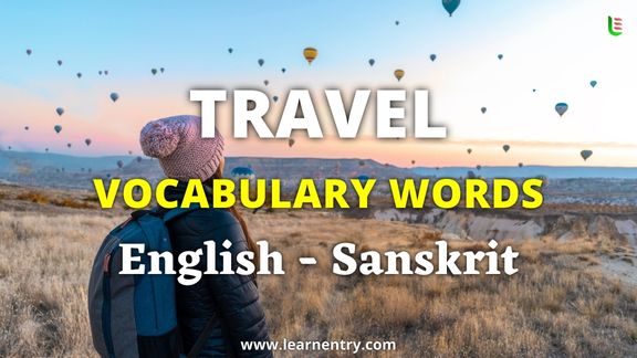 Travel vocabulary words in Sanskrit and English