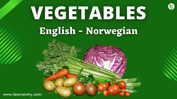 Vegetables names in Norwegian and English - Common Norwegian Vocabulary