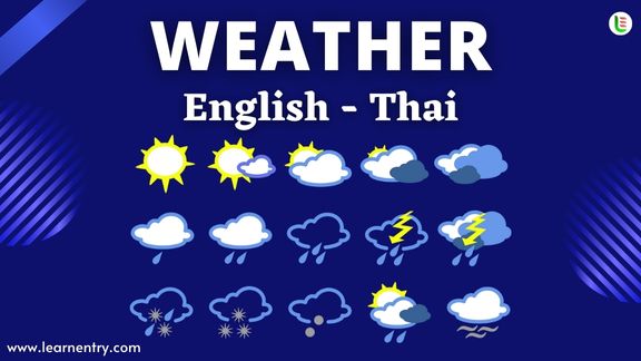 Weather vocabulary words in Thai and English